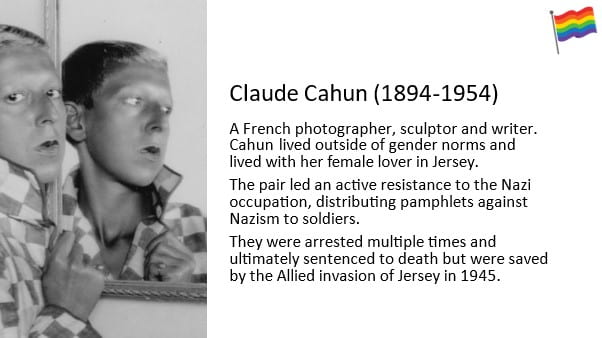 Claude Cahun (1894-1954) A French photographer sculptor and writer. Cahun lived outside of gender norms and lived with her female lover in Jersey