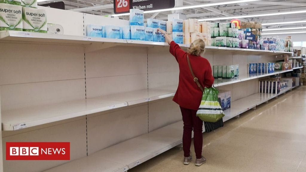 empty shelves in a UK supermarket